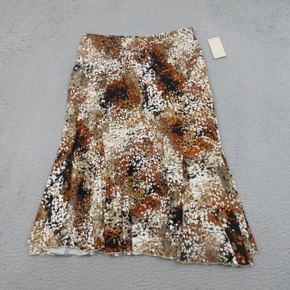 Coldwater Creek Abstract Print Skirt Women MP Tan Multicolor A Line Flare Pullon